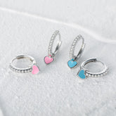 Amaya Crystal and Heart Huggie Hoop Earrings